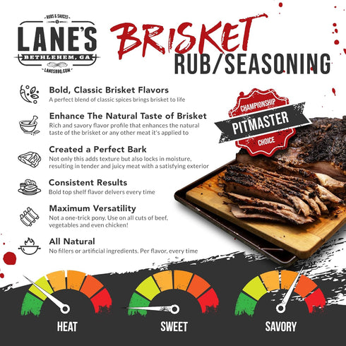 2 lb Lane's Brisket Rub Seasoning, All-Natural Championship Butt Rub Seasoning, Perfect for Burger, Steaks, and Pork