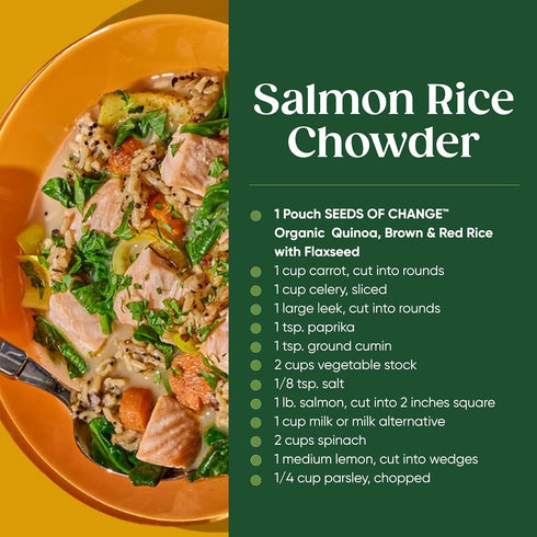 8.5 (Pack 6) SEEDS OF CHANGE Organic Quinoa, Brown & Red Rice with Flaxseed, Microwaveable Ready to Heat, Ounces