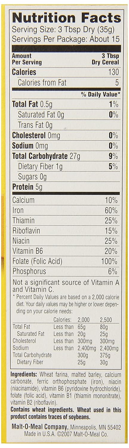 18 Malt-O-Meal Original Hot Wheat Cereal, Ounce