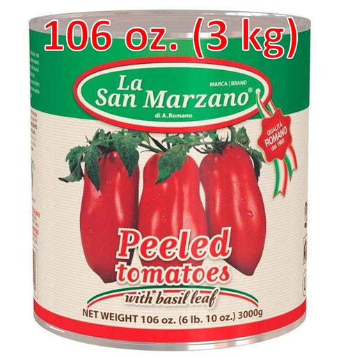 106 oz (#10 100% La San Marzano Large Can, Peeled Plum Tomatoes in Puree with Basil Leaf, Can), Premium Quality