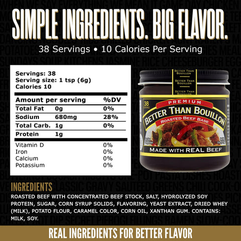 38 8 oz Better Than Bouillon Premium Roasted Beef Base, Makes Cups of Broth