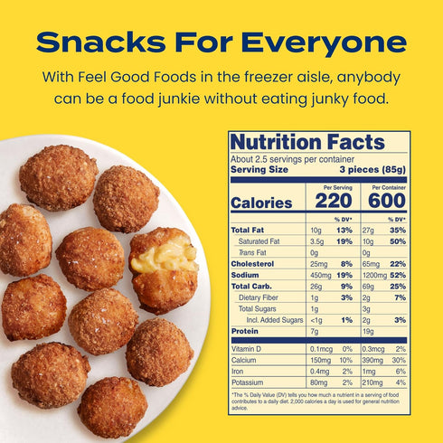 Frozen 8oz Feel Good Foods Three Cheese Mac & Cheese Bites Gluten-Free Vegetarian Appetizer