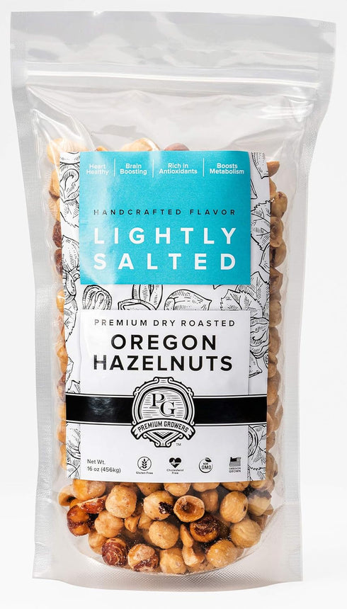 1 LB Oregon Farm To Table - Hazelnuts from Premium Growers - Dry Roasted - Lightly Salted Kosher Certified