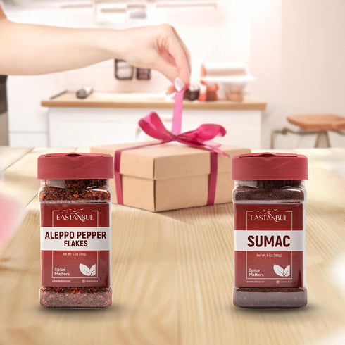 5.3oz, 6.4oz, Set Eastanbul Aleppo Pepper and Sumac, Aleppo Pepper Flakes Sumac Spice Spice of Pul Biber and Sumak