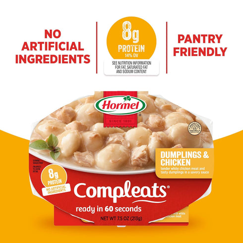 7.5 (Pack 7) HORMEL COMPLEATS Dumplings & Chicken, Ounce