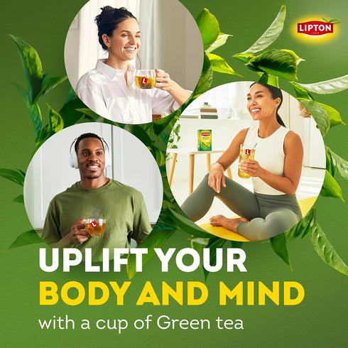 20 Lipton Peach Green Tea Bags, Flavored, Unsweetened Teabags for Hot Tea or Peach Iced Tea with Caffeine