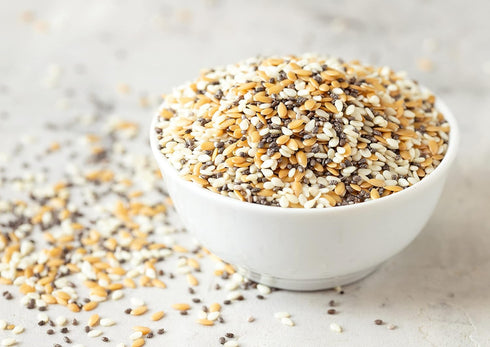 Omega-3 5 3 Food to Live Organic Seeds Mix with Flax, Chia and Sesame, Pounds Non-GMO Whole Seeds, Raw, Kosher, Vegan.