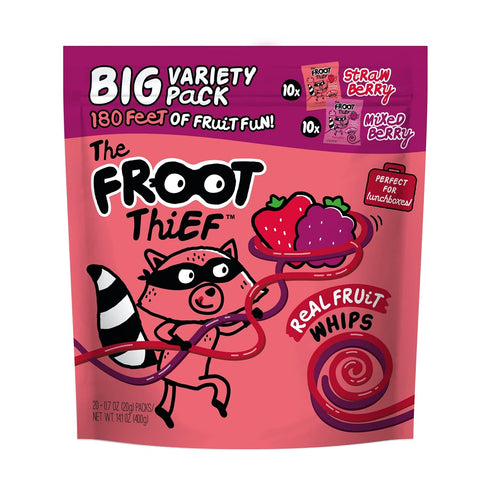 The FROOT Thief Real Fruit Snack Whips BIG Variety Pack, Nut Free,