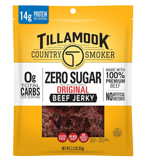 Tillamook Country Smoker Zero Sugar Keto Friendly Beef Jerky, Original, 2.2 Ounce