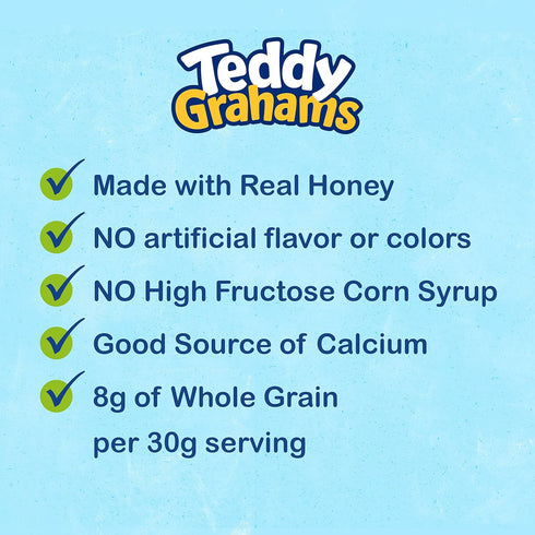 6 10 oz TEDDY GRAHAMS Honey Graham Snacks, Bulk Kids Snacks, - Boxes