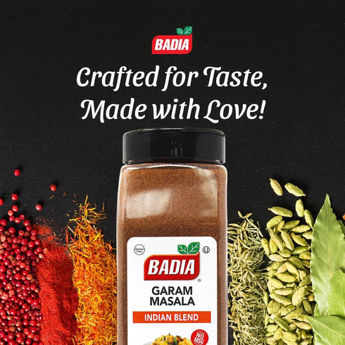 16 oz Badia Garam Masala Indian Blend, All Natural Aromatic Indian Spice Mix Gluten Free, MSG Free, Kosher