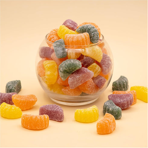 1-Pound Fruit Slices Bag | Assorted Flavors Jellies | Dye Free Candy | Vegan Candy | Tangerine, Orange, Strawberry