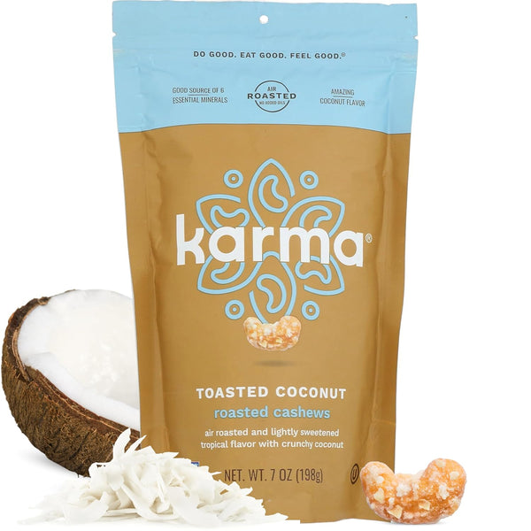 Toasted Coconut Air Roasted Whole Cashews by Karma Nuts, Lightly Sweetened, Peanut-Free