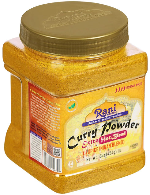 Rani Curry Powder EXTRA HOT, 11-Spice Authentic Indian Blend, 16oz (1lb) PET Jar, All Natural, Vegan, Gluten Friendly