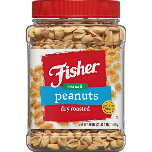 Fisher Snack Sea Salt Dry Roasted Peanuts, 36 Ounces, No Artificial Colors