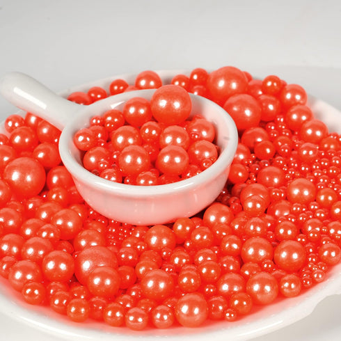 Kasvan Orange Pearl Sugar Sprinkles, 130g/4.58 Oz - Edible Candy Pearls for Baking Cake Decorations, Ice Cream Toppings