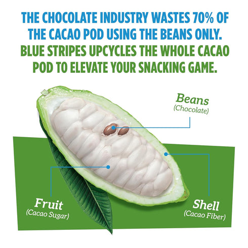 4g 7 oz Blue Stripes Whole Cacao Granola - Gluten Free Dark Chocolate Granola for Cereal, Oatmeal, Yogurt, Protein Per