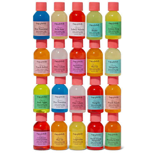 Pack 20 Thoughtfully Cocktails, Mix and Match Skinny Cocktail Mixers in Glass Bottles, Vegan and Vegetarian, Combine