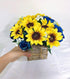 Sweet Home Deco Silk Sunflower Rose Babysbreath Wedding Bouquet in Yellow/Blue - Bridal and Bridesmaid Arrangement