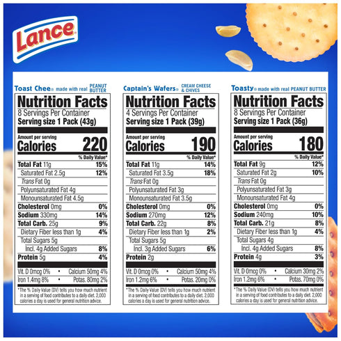 Pack, 3 20 Packs, 6 Lance Sandwich Crackers, Variety Flavors, Individually Wrapped Sandwiches Each