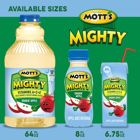 8 Oz 6 Pack Mott's Mighty Soarin' Apple Juice Drink, Fl Bottles
