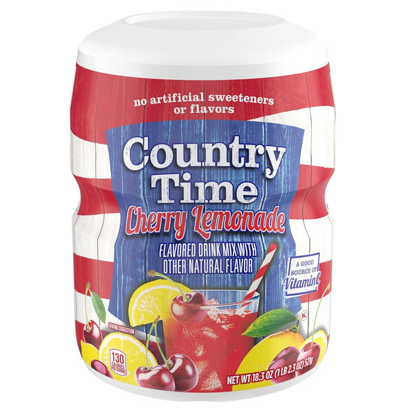 Country Time Cherry Lemonade Powdered Drink Mix, 1 Canister, for Shareable Refreshment,