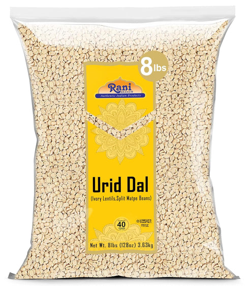 Rani Urid/Urad Dal (Split Matpe Beans Skinless) Indian Lentils 128oz (8lbs) 3.63kg
