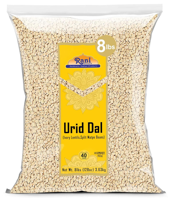 Rani Urid/Urad Dal (Split Matpe Beans Skinless) Indian Lentils 128oz (8lbs) 3.63kg