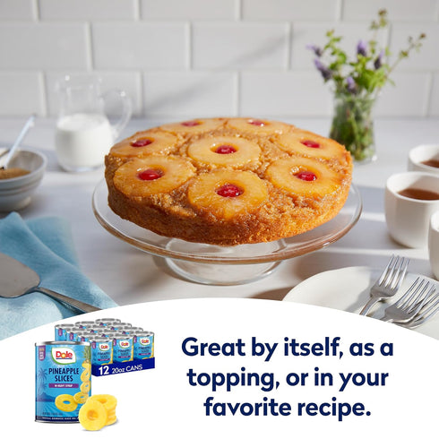 20 oz 12 Pack Dole Pineapple Slices in Heavy Syrup - Dole Canned Fruit - Rich Source of Vitamin C - Cans