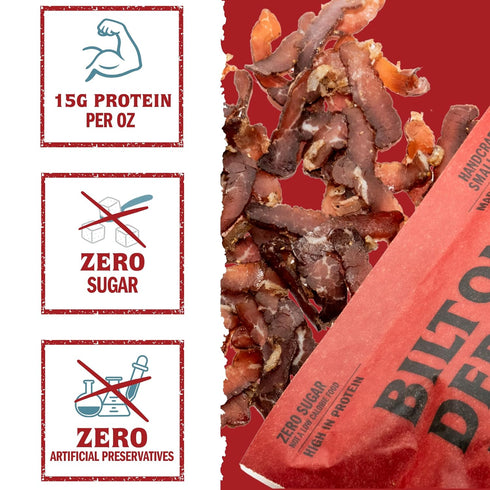 1lb (16oz) Biltong Depot Smoky Mesquite Biltong Slices - | Air-Dried Beef Jerky Snack | High Protein | Paleo and Keto