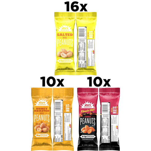 3 Pack, (36 Pack) Nut Harvest, Flavor Peanuts Variety Individual Bags