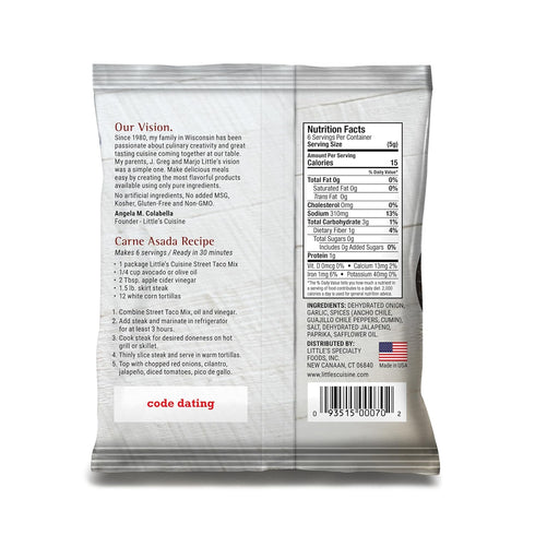 Little's Cuisine Street Taco Seasoning Mix, Carne Asada 1.0 oz (Case of 4), Non-GMO, Sugar-Free, Gluten-Free