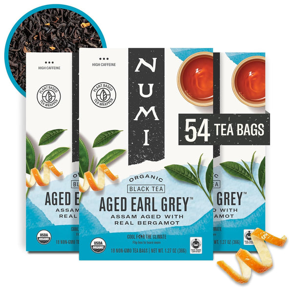 Numi Organic Aged Earl Grey Tea | 54 Black Tea Bags |