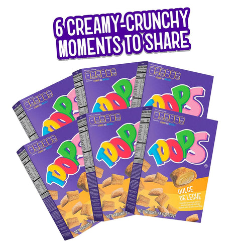 7.8 oz (6 Pack) TOOPS Dulce de Leche Caramel-Filled Cereal Family Snacks Crunchy Snack Cups with Vitamins & Minerals