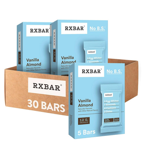 RXBAR Protein Bars, 12g Protein, Gluten Free Snacks, Vanilla Almond (6 Boxes,