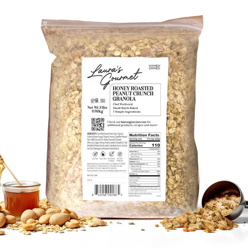 Laura's Gourmet Granola Honey Roasted Peanut Crunch, 2 lb, Gluten-Free Oats, Vegetarian,