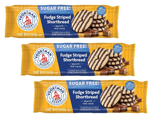 Voortman Cookies Ltd. 3 pack - Voortman Bakery, Sugar Free Cookies, Fudge Striped Shortbread, 11.3