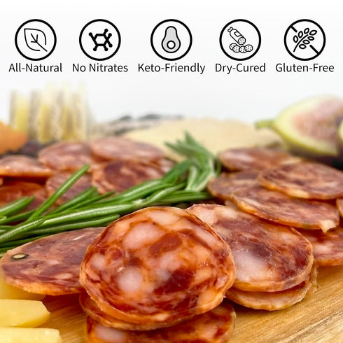 5.5oz Angel's Salumi Soppressata Piccante Gourmet Artisanal Charcuterie Humanely Raised, Vegetarian Fed, No Added