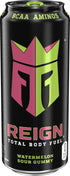 Gummy, 16 Oz (Pack 12) Reign Total Body Fuel, Watermelon Sour Fitness & Performance Drink, Fl