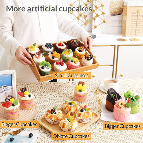 Joeabor 6 Pack Fake Cupcakes, Artificial Cupcakes for Display, Faux Cake Dcor, Realistic Fake Artificial Food