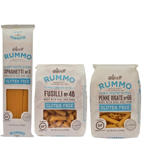 Rummo Gluten Free Pasta Variety Pack - Spaghetti Noodles, Fusilli, Penne Rigate,
