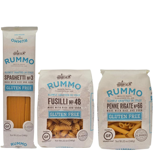 Rummo Gluten Free Pasta Variety Pack - Spaghetti Noodles, Fusilli, Penne Rigate,