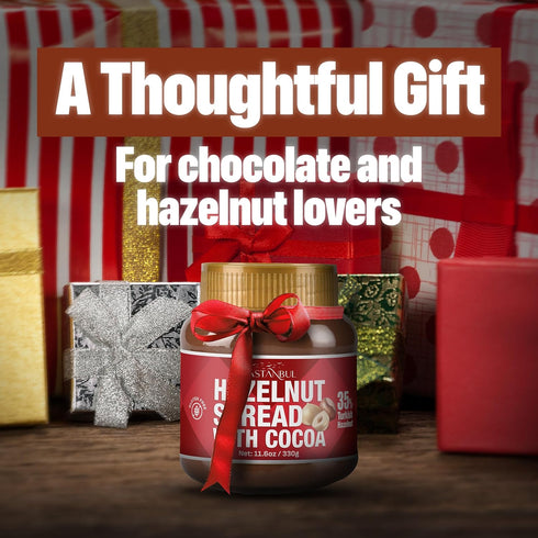 11.6oz, 35% Eastanbul Cocoa Hazelnut Spread, Chocolate Hazelnut Spread, No Palm Oil, Rich & Creamy Nuts, Gluten-Free