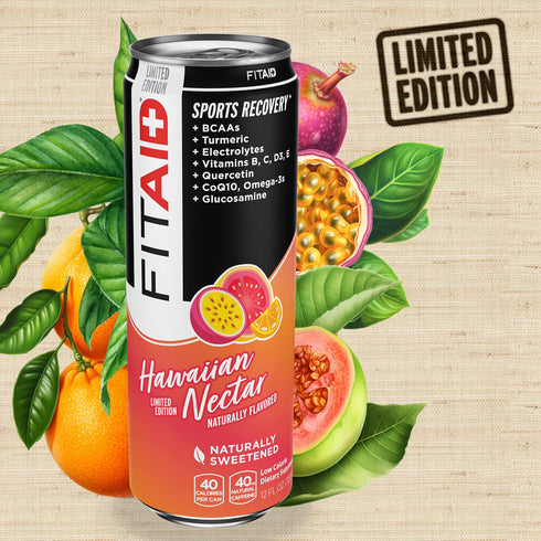 40 12 Oz (Pack 12) Packaging FITAID Post Workout Recovery Drink Hawaiian Nectar Passion Fruit Orange & Guava BCAA