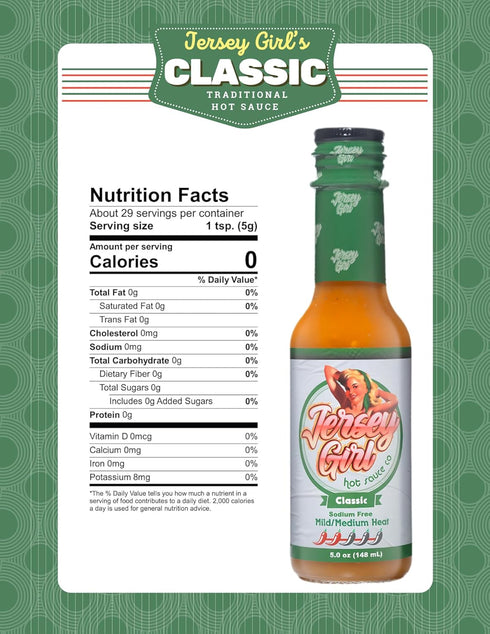 5oz 4 Jersey Girl Habanero Hot Sauce (Classic) Made with Pepper Varieties (No Added Salt/Sodium Free)