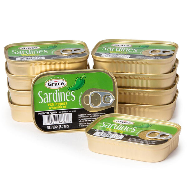 Grace Sardines in Pepper In Vegetable Oil - 3.74oz (Pack of 10)