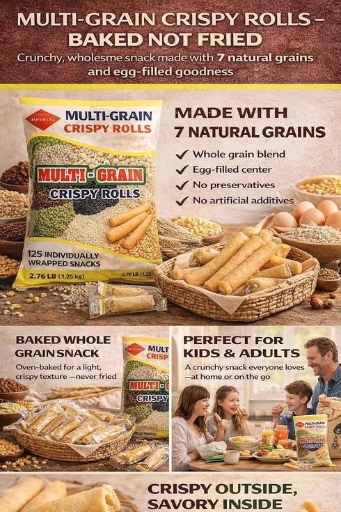 Generic 7 Pack 125 Count (43.75 oz) Multi Grain Crispy Rolls - Baked Healthy Snacks, Natural Grains, Zero
