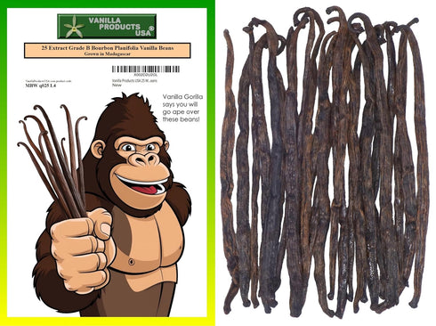 Vanilla Products USA 25 Whole Madagascar Bourbon Planifolia Extract Grade B Vanilla Beans