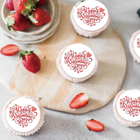 Foowztao 40Pcs Edible Valentines Day Cupcake Toppers Sweet Love Be Mine Valentines Cupcake Valentine Cake Topper