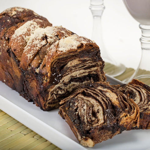 4 Pack 24-oz. Green's Bakery Chocolate Loaf Babka, Fresh and Delicious, OK Certified Kosher and Pareve Babka Bread